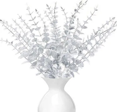 Image de Lot de 20 fleurs artificielles en eucalyptus, idéal pour les mariages, les fêtes et la décoration intérieure. Parfait pour la décoration de tables et les compositions florales