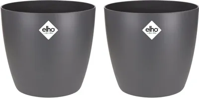 Image de Set de pots de fleurs Elho Gris plastique rond 2 pièces