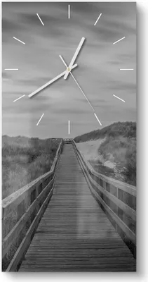 Produktbild von DEQORI Glasuhr 30x60 cm Modern 'Dünenweg der Stille' Wanduhr Glas Uhr Design leise Küchenuhr