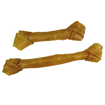 Produktbild von 240g (3Stck.) a 18cm Schecker - geknotete Kauknochen - Rinderhaut