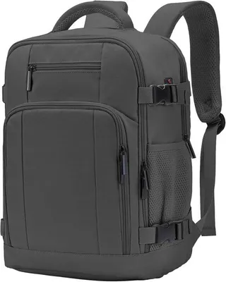 Zdjęcie produktu dla Plecak podróżny, wymiary 40x30x20 cm, spełniający wymogi bagażu podręcznego linii lotniczych Ryanair, wodoodporny, z portem do ładowania i zabezpieczeniem antykradzieżowym, elegancki, szary plecak idealny na podróże