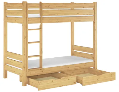 Produktbild von Etagenbett extra stabil Kiefer 100x200 Nische 80 Hochbett teilbar Zubehör wählbar V-60.16-10T80Rollrost. Matratzen und Doppelbettkasten inkl.