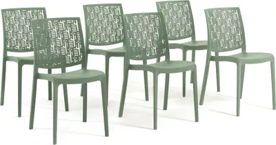 Immagine prodotto di set di 6 sedie impilabili in polipropilene con fibra di vetro per uso esterno e giardino, bar e ristorante, cucina design moderno - AYDA - Verde salvia
