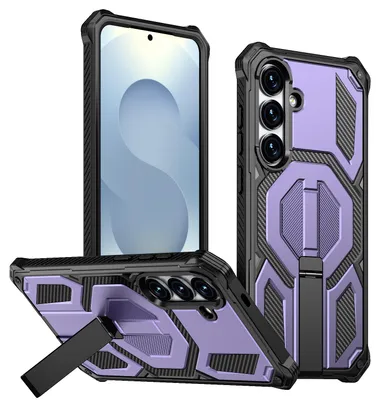 Produktbild von Magnetische Hülle für Samsung Galaxy S24 FE, Kompatibel mit MagSafe, Mit Metall-Ständer, Militärischer Stoßschutz Handyhülle Lila