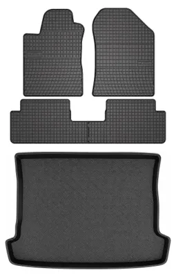Produktbild von Gummimatten + Kofferraumwanne für Toyota Corolla Verso II 2004-2009 (Standard-Kofferraum) – Schwarz, passgenau – Wielganizator SolidPRO