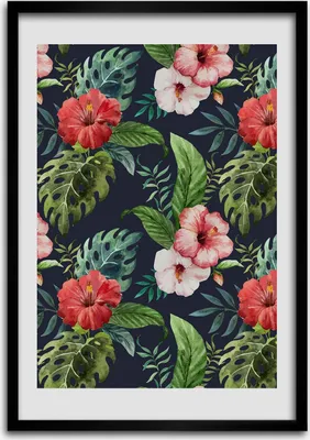 Produktbild von Bild - Bilderrahmen - 50 cm x 70 cm - MDF - Rahmen - Wandkunst Hawaii-Muster