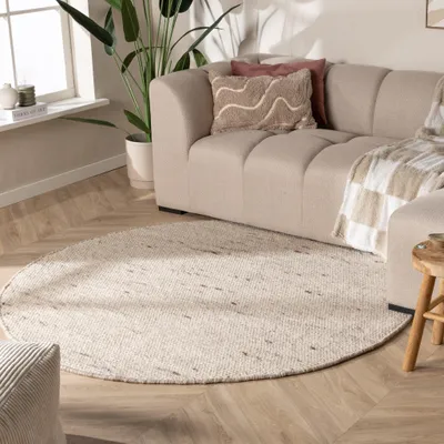Produktbild von Volero - Wollteppich Rund - Feline Weiß Meliert - Ø 120 cm - Wohnzimmer, Esszimmer, Schlafzimmer - Klassik, Ländlich, Modern, Skandinavisch