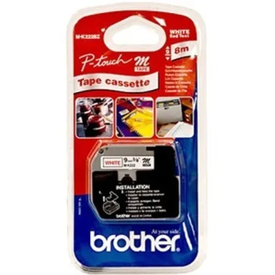 Produktbild von Brother M-K232BZ - Rot auf Weiß - Rolle (1,2 cm x 8 m) 1 Kassette(n) nicht-laminiertes Schriftband - für P-Touch PT-55, PT-65, PT-75, PT-85, PT-90, PT-BB4