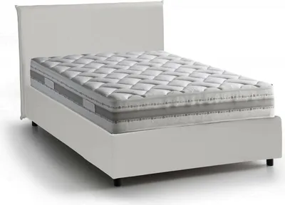 Produktbild von Quadratisches und halbes Bett Assunta, Containerbett mit Kunstlederbezug, 100%  Italy, Frontöffnung, inklusive Matratze Cm 120x200, Weiß