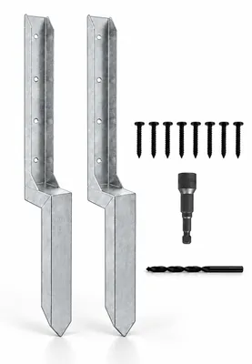 Immagine prodotto di Kit di riparazione per pali di recinzione Relaxdays, set da 2, lunghezza 85,4 cm, ancoraggi per pali inclinati, acciaio, supporto per pali, colore argento, Immagine generata dall'IA
