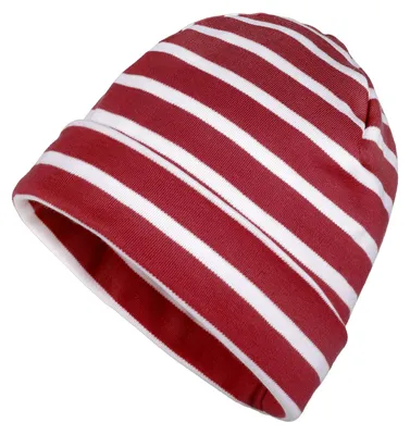 Produktbild von modAS Mütze Maritime Rollmütze Uni für Kinder und Erwachsene – Ringelmütze Baumwollmütze mit Streifen in Rot / Weiß bis 55 cm Kopfumfang (Kind)