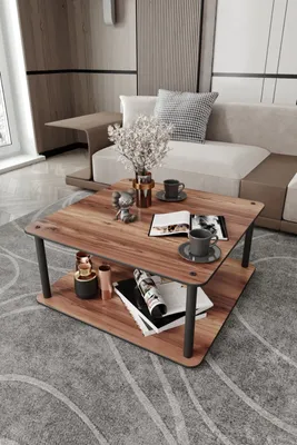 Produktbild von Skye Decor, Moderner Kaffeetisch aus 100% MDF, Walnussfarbe, 70 x 38 x 70 cm | Robuste, komprimierte Kraftbeine | Ideal für stilvolle Wohn- und Arbeitsräume, funktional und elegant.