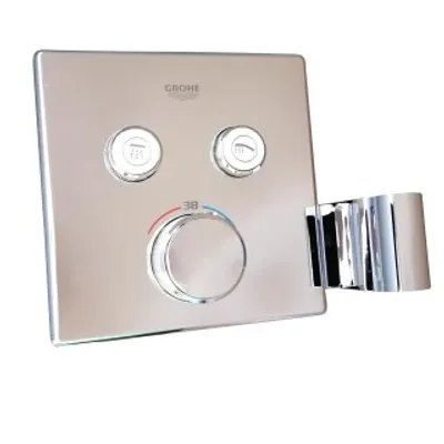 Produktbild von GROHE THERMOSTAT MIT 2 ABSPERRVENTILEN UND INTEGRIERTEM BRAUSEHALTER, Badewanne & Dusche, Drehventile, Metall, Chrom
