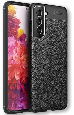 Zdjęcie produktu dla NALIA Skórzane etui do Samsung Galaxy S22 Plus, czarne silikonowe etui odporne na odciski palców i zarysowania, pokrowiec ochronny na telefon komórkowy