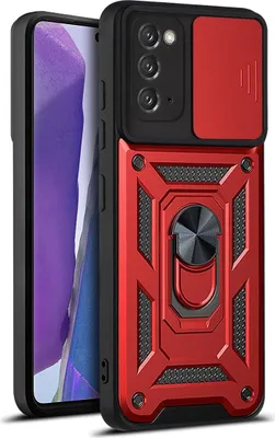 Produktbild von Galaxy Note 20 Hülle mit 360° Drehbarer Magnetische Ring Ständer Halter Dia Kameraschutz TPU Bumper Silikon Schutzhülle für Samsung Galaxy Note 20 5G Rot