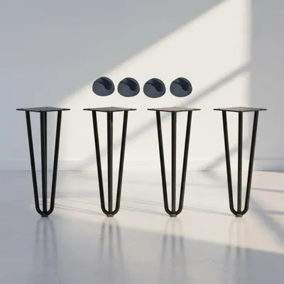 Produktbild von Tischbeine 4er-Set Hairpin 72 cm Haarnadelbeine Schwarz Möbelfüße Tischkufen