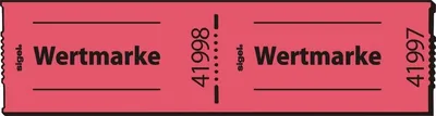 Produktbild von Gutscheinmarken-Rollen 60x30mm Wertmarke rot fortlaufend nummeriert 1 Rolle=500 Stück Packung mit 10 Stück