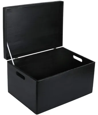 Productafbeelding van Creative Deco XXL Zwarte Houten Doos met Deksel Opbergdoos, 40x30x24 cm