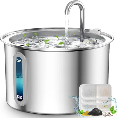 Produktbild von Oneisall – Katzenbrunnen Edelstahl, 2L, Trinkbrunnen für Katzen
