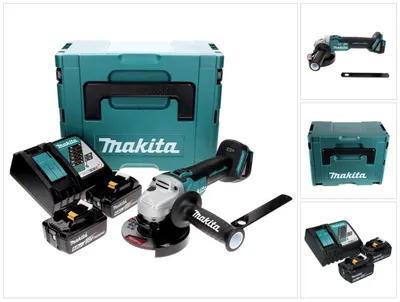 Zdjęcie produktu dla Makita DGA 506 RGJ akumulatorowa szlifierka kątowa 18 V 125 mm bezszczotkowa + 2x akumulator 6,0 Ah + ładowarka + Makpac