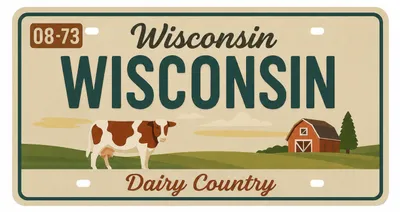 Produktbild von Blechschild 15x30cm - Wisconsin America's Dairyland Retro USA