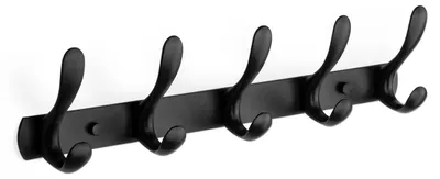 Wandhaken-Set 5er-Pack, schwarz, selbstklebend, für Kleidung