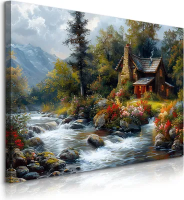 Immagine prodotto di Muralo Quadro su tela BERGHÜTTE Piante Natura Paesaggio L. 30 cm x A. 20 cm