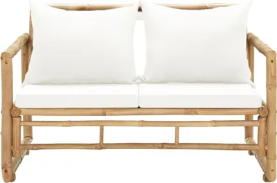 Zdjęcie produktu dla vidaXL 2-osobowa sofa ogrodowa z bambusowymi poduszkami