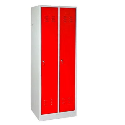 Produktbild von ADB Spind / Umkleideschrank aus Stahl 2-türig Lichtgrau (RAL 7035) / Feuerrot (RAL 3000)
