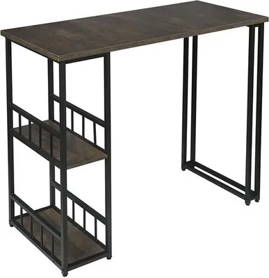 Produktbild von eSituro SBST0400 Bartisch mit Metallgestell, 120 x 50 x 105 cm, Küchentheke, Industriedesign, Küchentisch mit Ablage, Schwarz