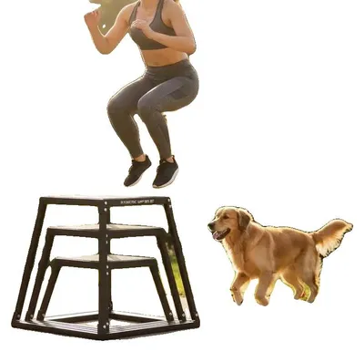 Image de Boîtes de saut pliométriques, différentes hauteurs, design antidérapant, couleur noire