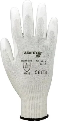 Zdjęcie produktu dla Asatex rękawice antyprzecięciowe rozmiar 8 białe powlekanepoliuretan EN388 10 szt