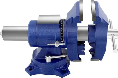 Obrázek produktu pro Svěrák 12,7 cm – otočný o 360° – stolní svěrák – provedení pro vysoké zatížení – dvojité čelisti – 44×12,5×24 cm – modrý