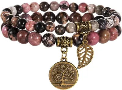 Productafbeelding van Chakra armbanden, natuurlijke edelstenen, set van 2, voor vrouwen, voor yoga en meditatie