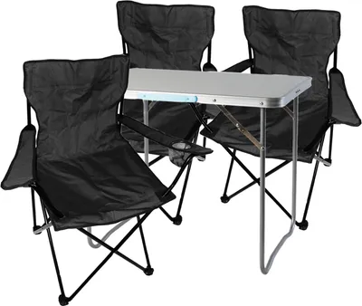 Produktbild von 4-teiliges Campingmöbel Set Schwarz