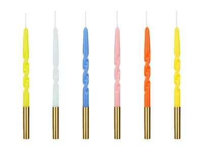 Immagine prodotto di Candele di compleanno ritorte 14 cm | 6 pz. Colorate