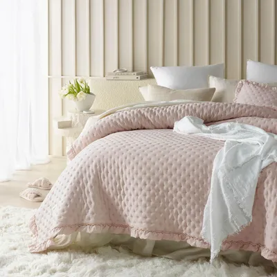 Obrázok produktu pre Prikrývka na posteľ 200 x 220 cm, púdrová ružová, do spálne