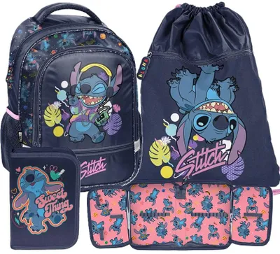 Produktbild von 3 teile Schulranzen LILO & STITCH Ergonomisch ranzen rucksack STITCH FÜR MÄDCHEN  SET FÜR SCHULKINDER – SCHULRANZEN + FEDERMAPPE + TURNBEUTEL