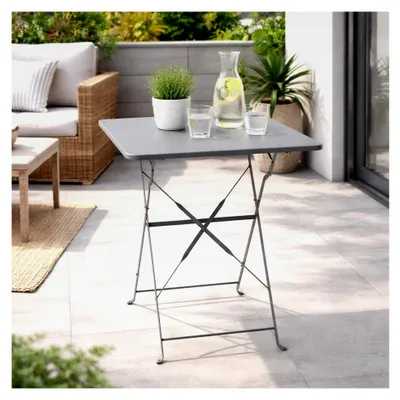 Produktbild von Klappbarer Outdoortisch Bistrotisch Campingtisch Balkontisch Gartentisch Metall 60x60xH71cm Anthrazit