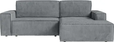 Produktbild von FEDVE Ecksofa Kokko mit Cordbezug mit Schlaffunktion, Grau