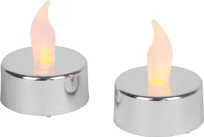 Obrázek produktu pro Vánoční svíčky MagicHome, LED čajové, sada 2 ks, stříbrné, na hrob, pohyblivý plamen