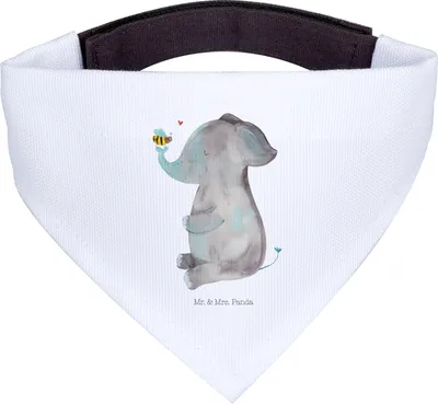 Produktbild von Mr. & Mrs. Panda Bandana Elefant Biene - Weiß - Geschenk, Heiratsantrag, Hochzeitsgeschenk, Dreieckstuch, Liebesspruch, Hunde Hals Tuch, Halstuch Für, Hund, Liebe