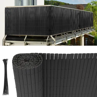 Produktbild von PVC Sichtschutzmatte UV-Schutz Sichtschutzzaun Balkon Terrasse Windschutz Sichtschutz Outdoor Balkonverkleidung Wetterfest für Balkon Garten Markise Zaun Terrasse Grau 90x400cm