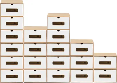 Produktbild von BigDean 20x Schuhaufbewahrung BRAUN/WEISS mit Sichtfenster Aufbewahrungsbox Stapelbar Storage Box Schuhbox Schuhkarton Schuhschachtel Allzweckbox