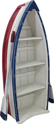 Produktbild von Bootsregal mit Paddel Holz Deko Maritime Aufbewahrung Antik-Stil 76cm