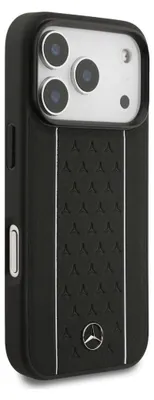 Zdjęcie produktu dla Etui Mercedes Leather Star Pattern Stripes Magsafe Na Iphone 17 Pro - Czarne