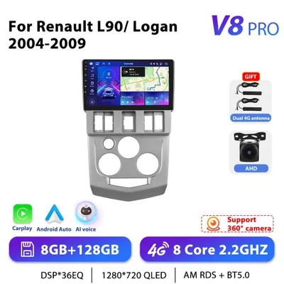 Produktbild von Renault Logan 2015 - 2-DIN Android 13 Autoradio - 23 cm Touchscreen - 8 GB RAM 128 GB ROM - 4G LTE - AHD Rückfahrkamera-Eingang - GPS/WiFi