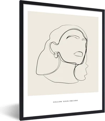 Produktbild von MuchoWow® Gerahmtes Poster Frauen - Linienkunst - Text - Zitate 60x80 cm - Poster mit Schwarzem Bilderrahmen Wandposter Rahmen Foto Bilder - Premium - Wanddeko Wohnzimmer