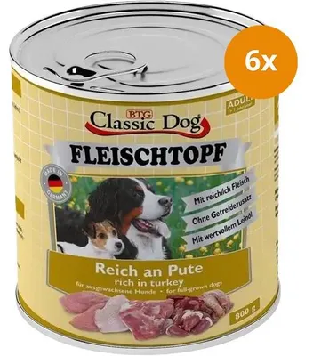Produktbild von BTG Classic Dog Classic Dose Adult Fleischtopf Pur Reich An Pute 800g, Adult, jede Rasse, Türkei, 800 g