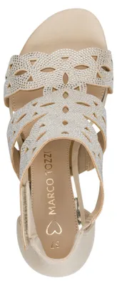 Produktbild von MARCO TOZZI Damen Sandale Strasssteine Hochfront Vegan 2-28306-46, Größe:39 EU, Farbe:Beige
